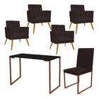 Kit Escritório Stan 4 Poltronas Maria Com Cadeira E Mesa Indu