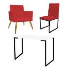 Kit Escritório Stan Poltrona Capitonê Com Cadeira E Mesa Indu