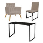 Kit Escritório Stan Poltrona Maria Com Cadeira E Mesa Industr