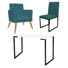 Kit Escritório Stan Poltrona Maria Com Cadeira E Mesa Industr