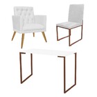 Kit Escritório Stan Poltrona Maria Com Cadeira E Mesa Industr