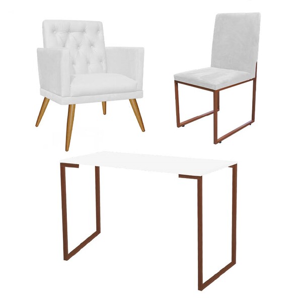 Kit Escritório Stan Poltrona Maria Com Cadeira E Mesa Industr