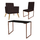 Kit Escritório Stan Poltrona Maria Com Cadeira E Mesa Industr