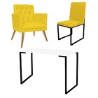 Kit Escritório Stan Poltrona Maria Com Cadeira E Mesa Industr