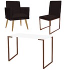 Kit Escritório Stan Poltrona Rodapé Com Cadeira E Mesa Indust