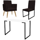 Kit Escritório Stan Poltrona Rodapé Com Cadeira E Mesa Indust