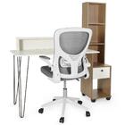Kit Escrivaninha Hairpin Branca Com Cadeira De Escritório Môn