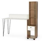 Kit Escrivaninha Hairpin Branca Com Cadeira Estofada Marcela