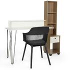 Kit Escrivaninha Hairpin Branca Com Cadeira Estofada Marcela