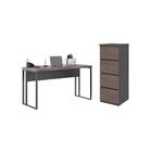 Kit Esctivaninha Com Gaveteiro 4 Gavetas Croácia Freijo  Preto