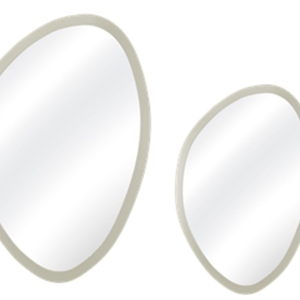 Kit Espelho Decorativo Orgânico Branco 58x70 E 43x58 Cm