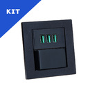 Kit Espelho Duplo Reto 1 Interruptor E 3 Usb 5.2a Preto
