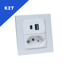 Kit Espelho Duplo Reto Com 1 Tom 20a E 2 Usb 9.0a Branco