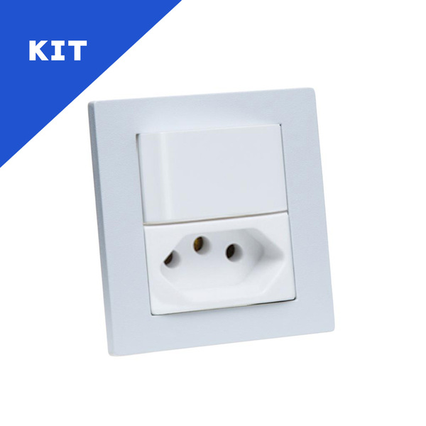 Kit Espelhos De Tomadas Duplo Reto 1 Tom 10a 1 Interruptor Br