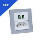 Kit Espelhos De Tomadas Duplo Reto 1 Tomada 10a E 2 Usb 4.9a