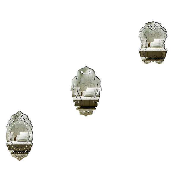 Kit Espelhos Decorativos Venezianos  Pegui Luca 3 Peças Prata