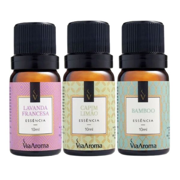 Kit Essências Via Aroma - Bamboo + Capim Limão + Lavanda Fran