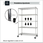 Kit Estante Cabideiro De Aço 5 Prateleiras Cromada Aramada 12