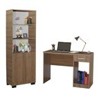 Kit Estante Para Livros Mesa Escrivaninha Onix Mel Com Porta