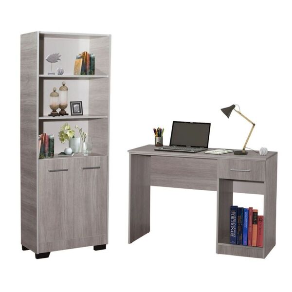 Kit Estante Para Livros Mesa Escrivaninha Onix Natural