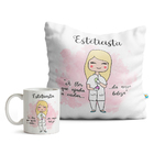 Kit Esteticista Feminino Caneca E Almofada Cabelo:loiro Liso