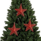 Kit Estrela Vazada Natal Glitter Vermelha 18cm 3 Unidades