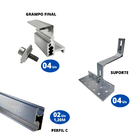 Kit Estrutura Fixador Linha C 1,20m Para 01 Placa Painel Sola