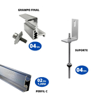Kit Estrutura Fixador Linha C 1,20m Para 1 Placa Solar Alumín