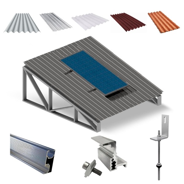 Kit Estrutura Fixador Linha C 1,20m Para 1 Placa Solar Alumín