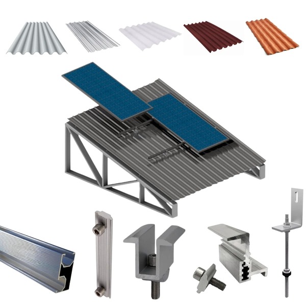 Kit Estrutura Fixador Linha C 1,20m Para 2 Placas Solar Alumí