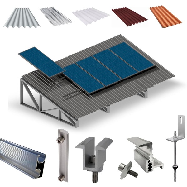 Kit Estrutura Fixador Linha C 1,20m Para 5 Placas Solar Alumí