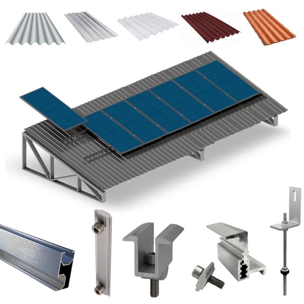 Kit Estrutura Fixador Linha C 1,20m Para 7 Placas Solar Alumí
