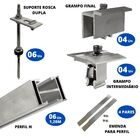 Kit Estrutura Suporte Fixador 1,20m Para 03 Placa Solar Alumí
