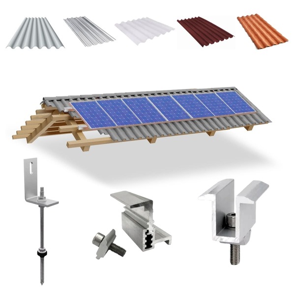 Kit Estrutura Suporte Fixador Linha C P/ 07 Placas Solar Alum