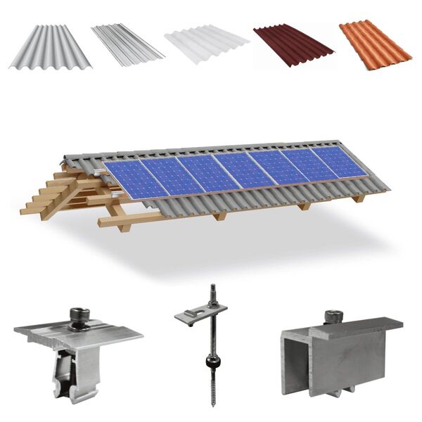 Kit Estrutura Suporte Fixador Para 07 Placas Solar Alumínio E