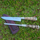 Kit Faca 6'' Chaira Inox Rabo Tatu Bainha Couro Churrasco