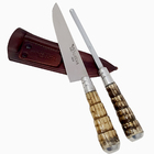 Kit Faca 6'' Chaira Inox Rabo Tatu Bainha Couro Churrasco