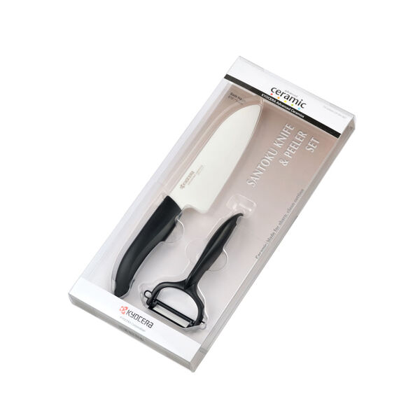 Kit Faca De Cerâmica Santoku 5.5" E Descascador Cerâmica Pret