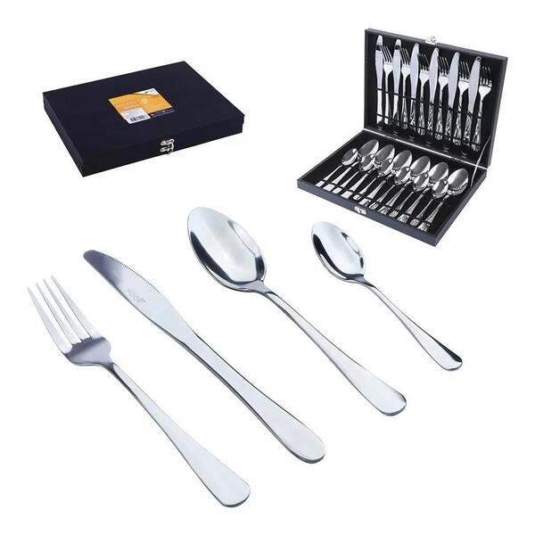 Kit Faqueiro Maleta Premium 24 Peças Conjunto Talheres Inox E