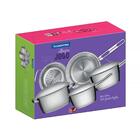 Kit - Faqueiro Plenus 6 Peças + 1 Jogo De Panelas Inox Allegr