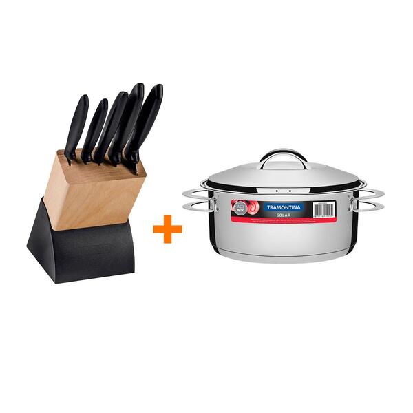 Kit - Faqueiro Plenus 6 Peças + 1 Panela Inox Solar 4,7 Lts S