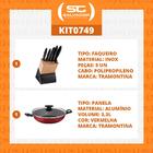 Kit - Faqueiro Plenus 6 Peças + 1 Panela Wok 28cm Vermelha -