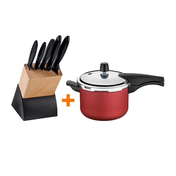 Kit - Faqueiro Plenus 6 Peças + Panela De Pressão 4,5 Vancouv