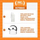 Kit - Faqueiro Premium 3 Peças + 1 Chaleira Em Aço Inox 2,1l