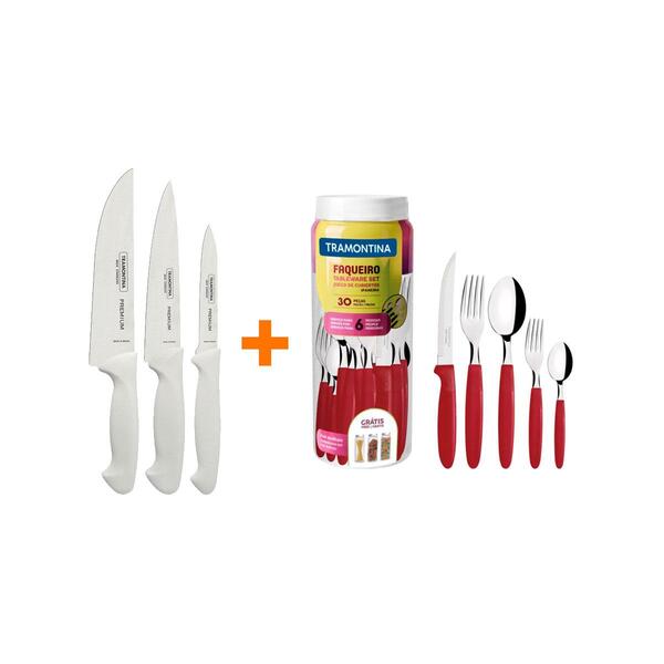 Kit - Faqueiro Premium 3 Peças + 1 Faqueiro 30 Peças Ipanema