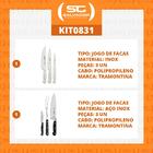 Kit - Faqueiro Premium 3 Peças + 1 Jogo De Faca Profissional