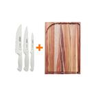 Kit - Faqueiro Premium 3 Peças + 1 Tábua Para Churrasco 49x35