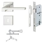 Kit Fechadura + Maçaneta Dritto Aço Inox Polido Uso Interno