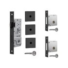 Kit Fechadura E Trava 40mm Tetra 800/35 Stam Quadrada Preto F