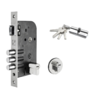Kit Fechadura Lingueta + Euro Cilindro F70ad 70mm + Roseta Re